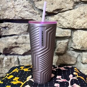 STARBUCKS Kitchen Soft Rose Geometric Metal Cold Cup 24 oz NWT Starbucks Cup NWT